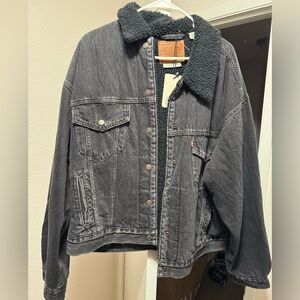 Levi's Charcoal Denim Jacket with Black Fleece Lining